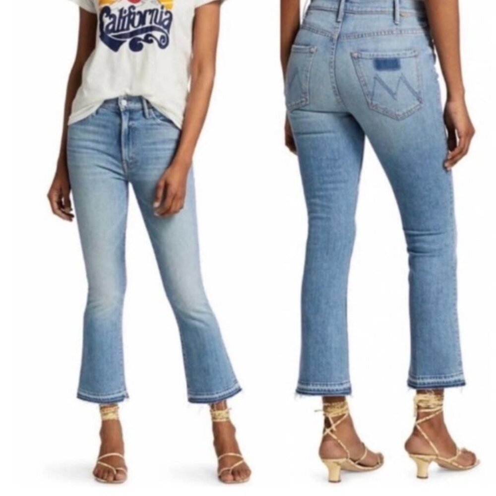 Mother Superior Jeans Hustler Ankle Undone Hem Sz 28 Light Wash Flare